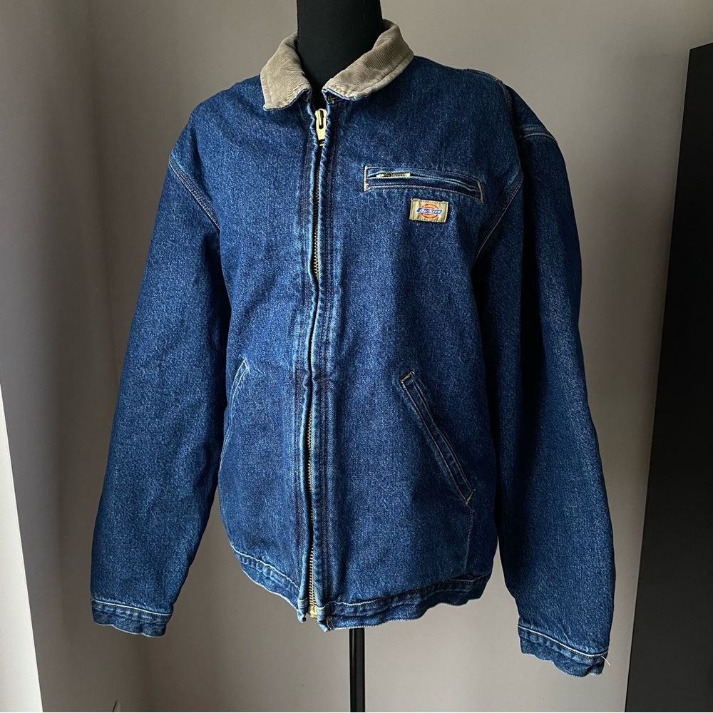 Dickies Blue Denim Jacket with Cream Corduroy Collar